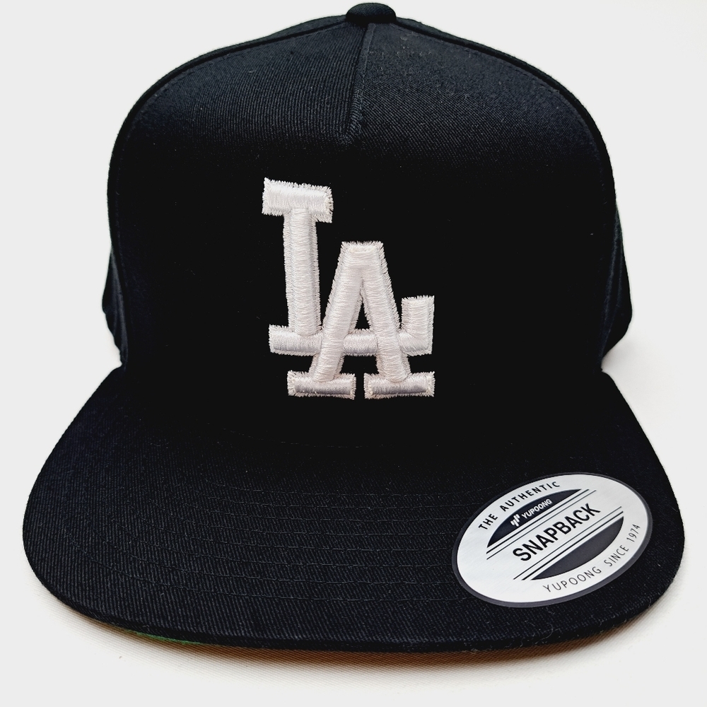 Los Angeles Dodgers Flat Bill Snapback Baseball Cap Hat Black Embroidered